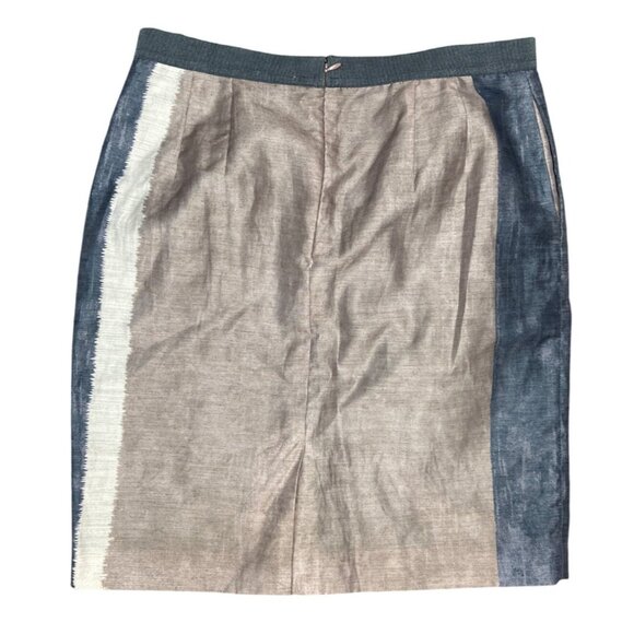 Loft Neutral Colorblock Pencil Skirt Size 6 Office Ramie Blend Villagecore - Picture 2 of 3